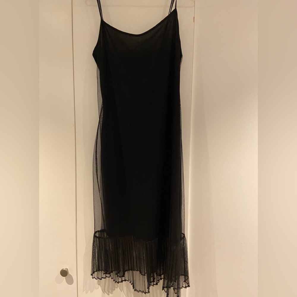 Late 90s!!! Vintage Betsey Johnson net cocktail dress with ruffle hem